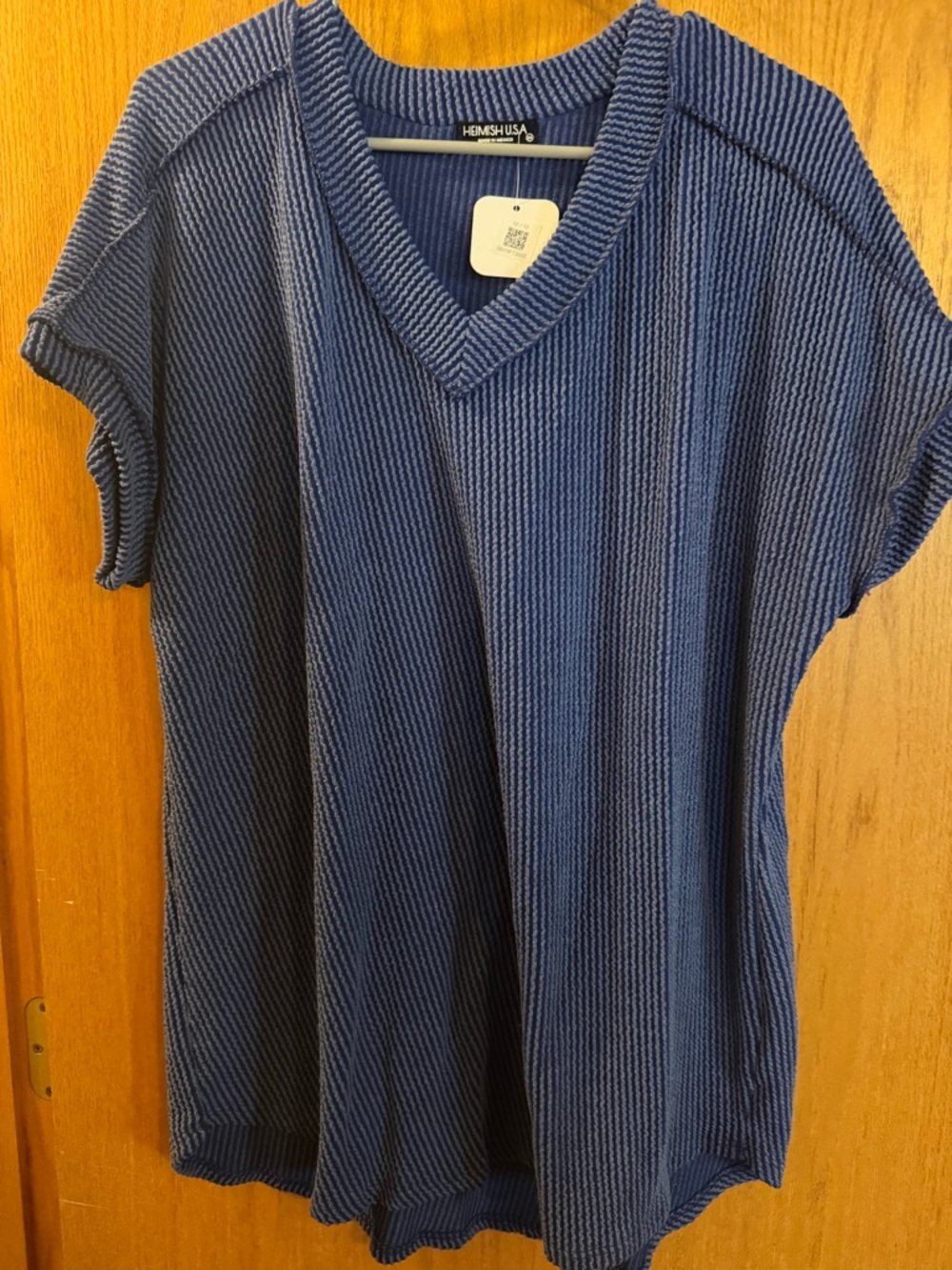 HEIMISH USA Blue Ribbed Knit Top